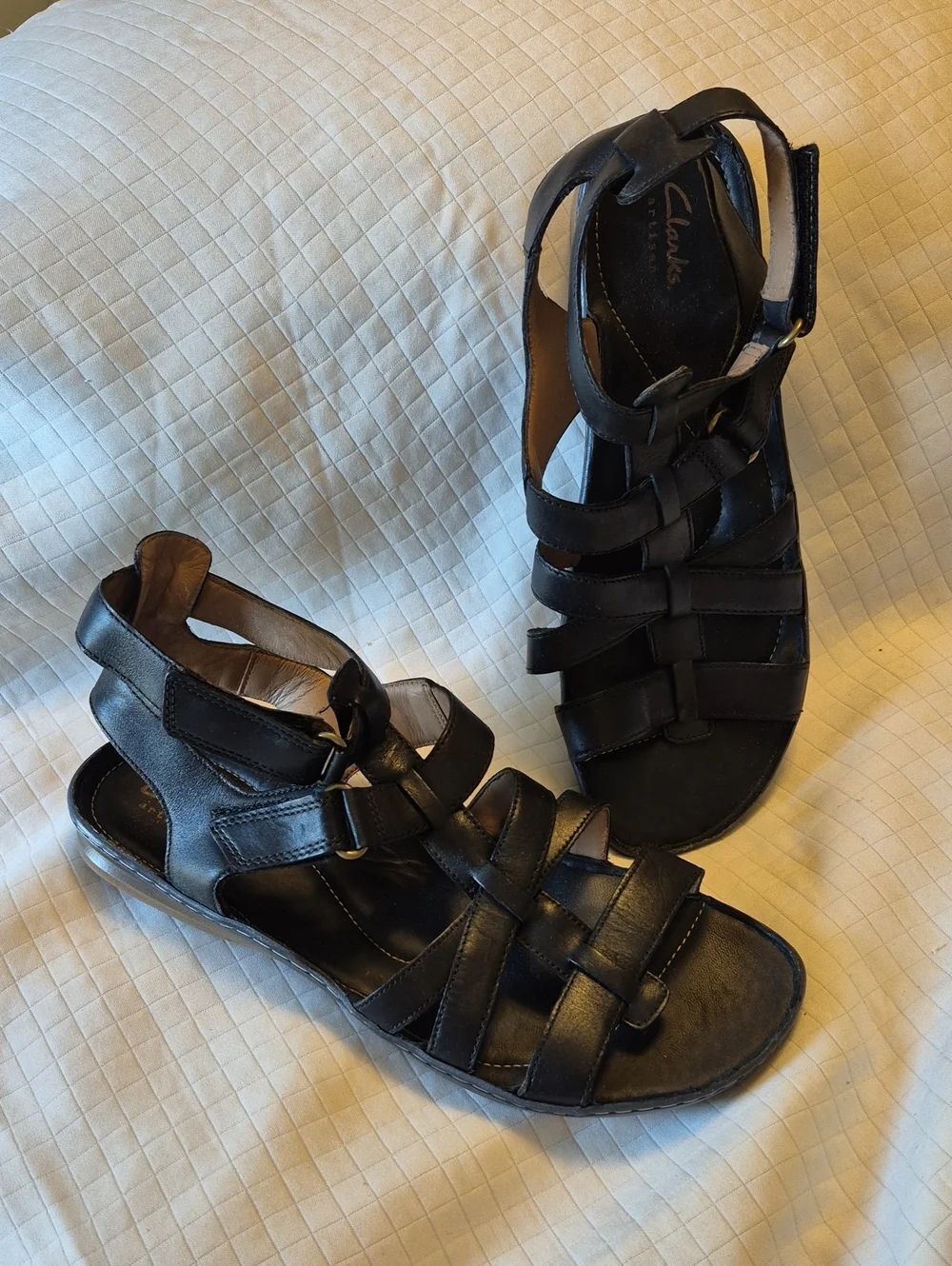 Clarks Women's 9.5 Black Leather Gladiator Sandals